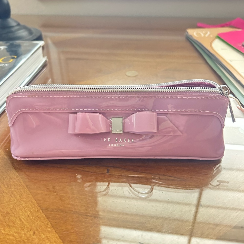 Ted Baker Glossy Pink Cosmetic Case with Bow